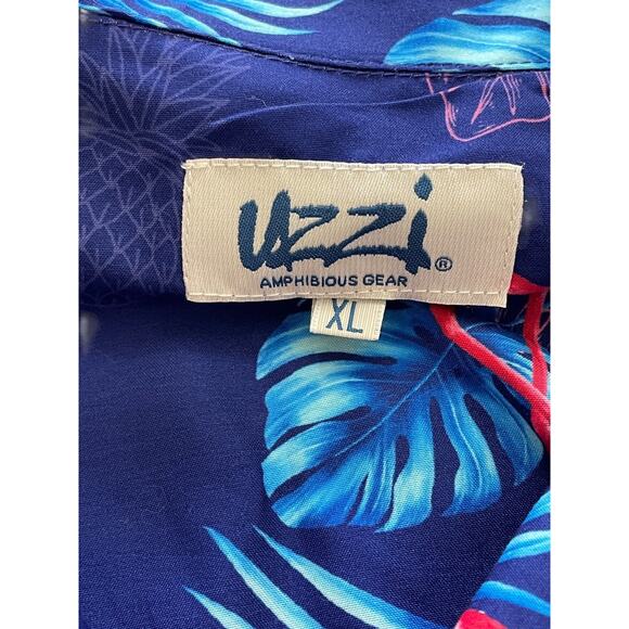 UZZI Amphibious Gear Men’s Size XL Pink Flamingo Button Down Short Sleeve Shirt - Picture 3 of 6